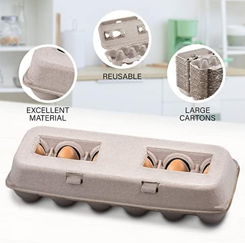 MT Products Blank Natural Pulp Egg Cartons Holds Up to Twelve Eggs 11.50" x 4.2" x 1.25" - Perfect for Chicken Farm (Pack of 15) - Made in the USA