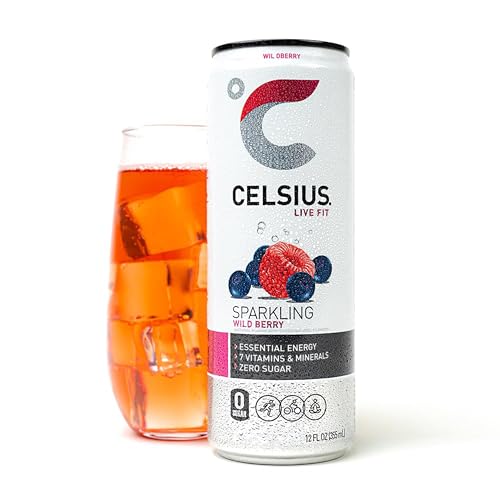 CELSIUS Sparkling Wild Berry Energy Drink, 12 Fl Oz Cans, 4 Pack