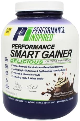 Performance Inspired Nutrition Smart Mass Gainer – 50G Protein, 900 Calories, Creatine, L-Glutamine & Digestive Enzymes – Muscle Recovery & Growth – Chocolate Milkshake – 6 lb | 50G Protein - 900 Calories - Creatine, L-Glutamine & Digestive Enzymes
