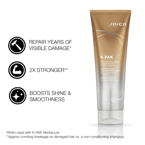 Joico K-PAK Daily Reconstructing Shampoo & Conditioner Set | For Damaged Hair | Repair Damage & Prevent Breakage | Double Hair Strength | Boost Shine | With Keratin & Guajava Fruit Extract