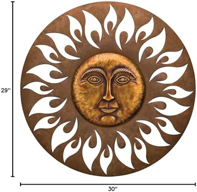 Regal Art & Gift Handcrafted Metal Sun Wall Decor, Rustic Sunburst Wall Art | Copper Patina, 40 in, Metal, Rust-Resistant Sunburst Sculpture, Eye-Catching Accent for Patio, Garden & Home