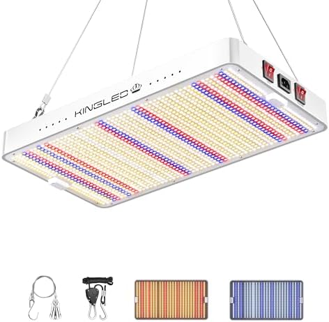 KingLED KP1000 Grow Light for Indoor Plants, Full Spectrum Plant Grow Light | 100W Dimmable LED Growing Light with Veg & Bloom Mode, High PPFD Plant Lamp for Indoor Seed Starting, Fits 2x2/2x3 Grow Tent