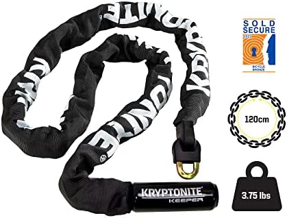 Kryptonite Keeper 712 Bike Chain Lock, 4ft Heavy Duty Anti-Theft Lock | Weather-resistant, 120cm long, hardened steel 7mm links, 2 keys