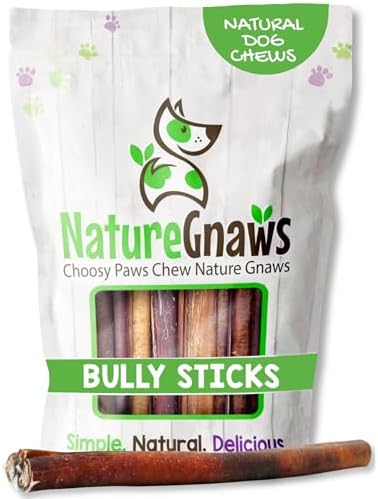 Nature Gnaws Bully Sticks 11-12" Long Lasting Rawhide Free Dog Chews, 8 oz
