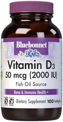 BlueBonnet Nutrition Vitamin D3 2000 IU, 100 Softgels | Strong Bones & Immune Support; Non-GMO