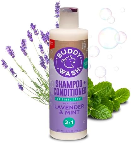 Buddy Grooming Wash 2 in 1 Dog Shampoo, Lavender & Mint, 16 oz. Bottle