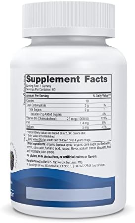 Nordic Naturals Vitamin D3 Gummies,1000 IU D3 + Iron, Wild Berry - 120 Count