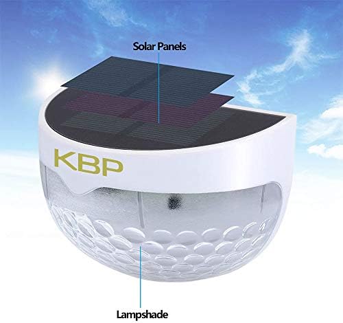 KBP Solar Fence Lights Outdoor Decorative Garden Lights Waterproof Wall Lights for Patio, Yard, Stairway (White)