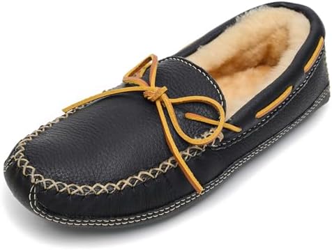 Minnetonka Men's Sheepskin Moose Slipper