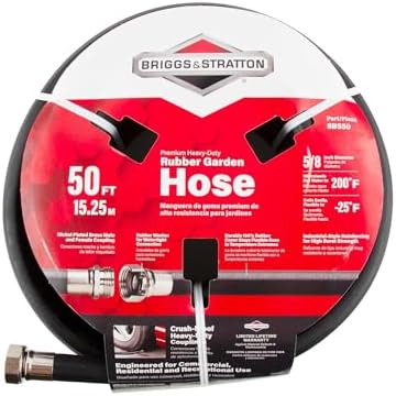Briggs and Stratton 8BS75 75-Foot Premium Heavy-Duty Rubber Garden Hose, Brass