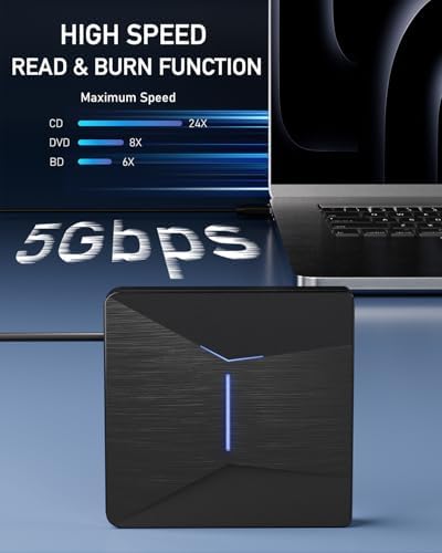 USB3.0&Type-C Blu Ray Burner for Laptop, External Blueray/DVD Drive for PC | Widely Compatible External Blu-ray Drives Adapt to Diverse Usage