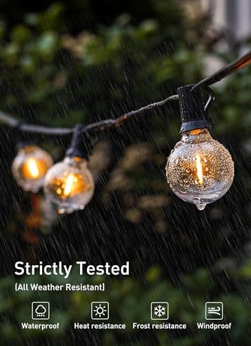 Brightown 25 Pack G40 LED Replacement Bulbs, E12 Base, 2200K, Warm White | Shatterproof Plastic LED Light Bulb, Waterproof, Dimmable, 1.5" Edison Light Bulbs for Indoor Outdoor Patio Backyard Decor