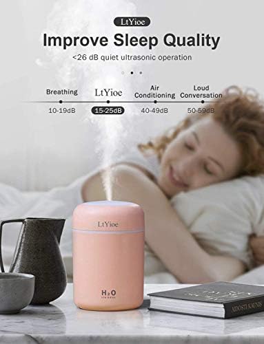 LtYioe Colorful Cool Mini Humidifier, USB Personal Desktop Humidifier for Car, Office Room, Bedroom, etc. Auto Shut-Off, 2 Mist Modes