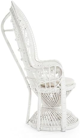 KOUBOO Grand Pecock Retro Peacock Chair in Rattan with Seat Cushion, Natural Color, Large