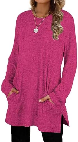 XIEERDUO Womens Casual Sweatshirts Long Sleeve Shirts Oversized With Pocket Tunic Tops S-3XL
