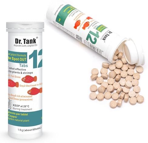Dr. Tank #12 White Spot Out - Ich Treatment for Freshwater Fish - Eliminates Ick White Spot Disease - Safe for Aquatic Plants - 60 Tablets