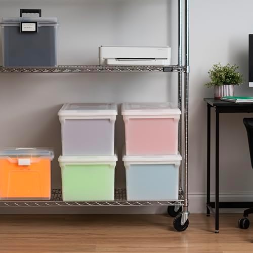 IRIS USA 5-Pack 44 Qt. Letter File Box with Hinged Lid, Clear | Protect important documents, letter and legal files with secure storage for home offices, moving, and long-term organization