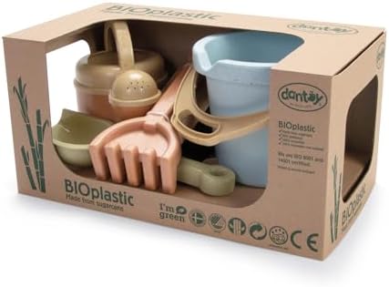 Dantoy: BIO Sand & Garden Set - 4 Piece Playset - Pretend Gardening, Outdoor Beach-Backyard-Sandbox Toy, Recycled Plastic, Kids & Toddlers Ages 2+