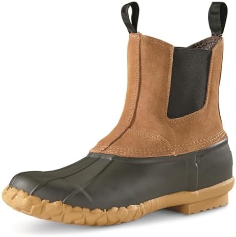 Guide Gear Men’s Pull On Insulated Leather Duck Boots Waterproof Rain Shoes, 400 Gram