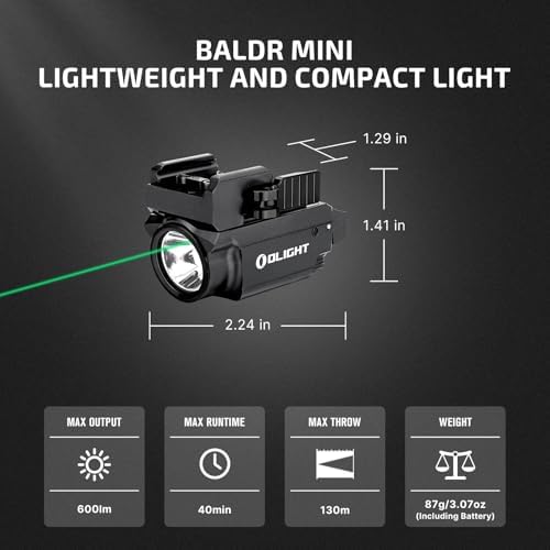 OLIGHT Baldr Mini 600 Lumens Compact Weaponlight with Green Beam