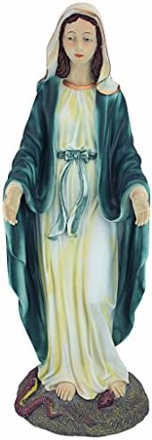 Design Toscano Anne with Young Mother Mary Holy Religious Garden Statue, 12 inches wide, 21 inches tall, Cast Stone Resin, Antique Stone Finish