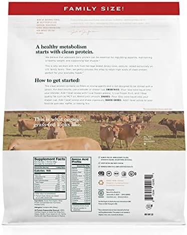 Natural Force Grass Fed Organic Whey Protein Powder – Non GMO Verified, Humane Certified & Lab Tested for Toxins – Real Vanilla Flavor – Keto Friendly, Low Carb, and Kosher - 16 Ounce A2 Protein