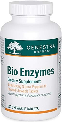 Genestra Brands Bio Enzymes | Complete Digestive Enzymes Formula in Chewable Tablets | 100 Chewable Tablets | Natural Peppermint Flavor | Complete
