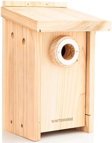 WHITEHORSE Bluebird House - Weatherproof Bird House for Outdoors - Cedar Birdhouse Built to NABS Specs - Nest Box for Bluebirds, Chickadees, Titmice
