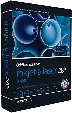 Office Depot® Inkjet And Laser Paper, 1 Ream, White, Letter Size (8 1/2" x 11"), Ream Of 500 Sheets, 28 Lb, 98 Brightness