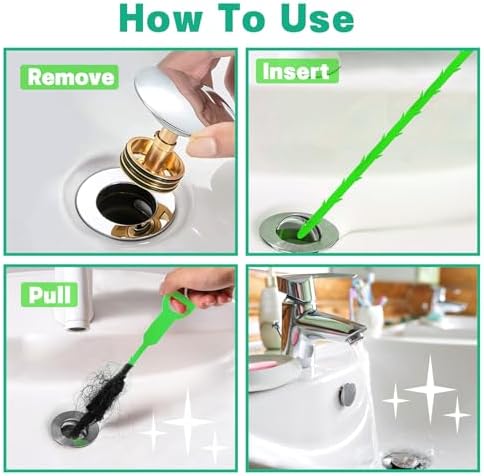 Drain Snake Hair Drain Clog Remover - 3 Pack Shower Sink Unclogger Tool