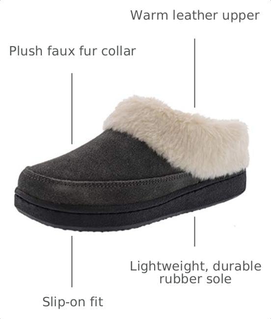 Clarks Womens Faux Fur Lined Clog Slippers Warm Cozy Indoor Outdoor Plush Slipper for Women