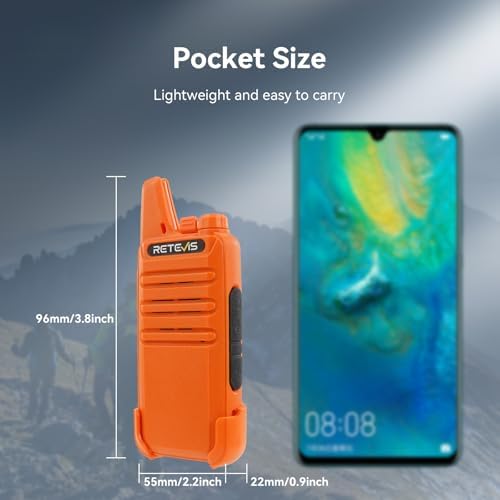 Retevis RT22 Compact & Lightweight FRS Walkie Talkies Long Range (4 Pack) | For Small Business, Camping, Hiking, Cruise, Safe Short Antenna, Comfortable to Carry, Loud & Clear Audio, USB-C