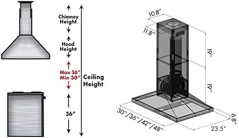 ZLINE 48" Convertible Vent Island Mount Range Hood in Black Stainless Steel (BSGL2iN-48)