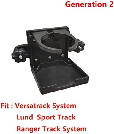 Brocraft Folding Cup Holder for Tracker Boat Versatrack System/90 Degree Lund Sport Track-Black(Generation 2)