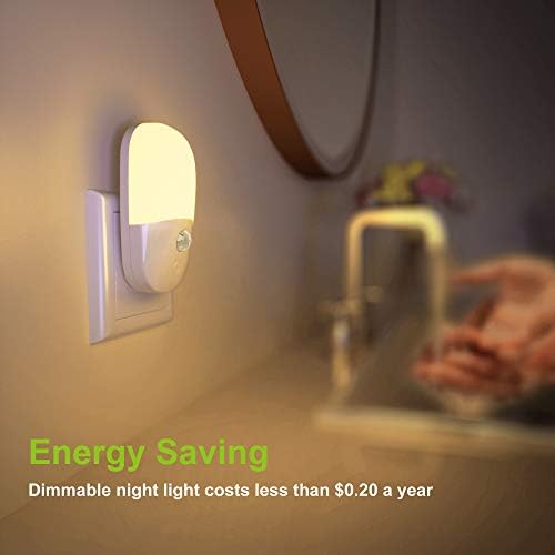 MAZ-TEK Plug in Motion Sensor Dimmable Night Light, Soft Warm White LED Nightlight with Dusk to Dawn Motion Sensor, Adjustable Brightness for Bedroom