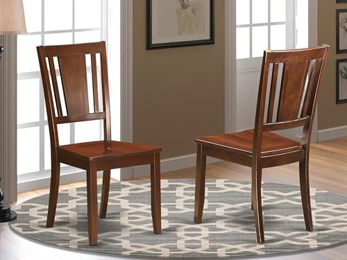 East West Furniture DUC-MAH-LC Dudley Kitchen Dining Chairs - Faux Leather Upholstered Wood Chairs, Set of 2, Mahogany