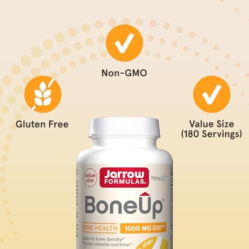 Jarrow Formulas BoneUp, 1,000mg Calcium Per Day, 240 Capsules | Bone Density Support, MCHA Calcium, Vitamins D3 & K2, Provides Skeletal Nutrition, Strong Bone Support, 40 Day Supply