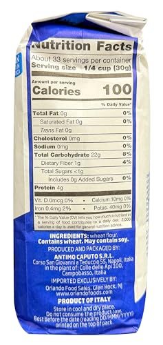 Antimo Caputo Pizzeria 00 Flour (Blue) 2.2 LB - Pack of 2 (Total 4.4 LBS)