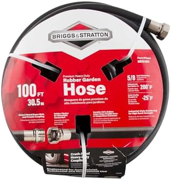 Briggs and Stratton 8BS75 75-Foot Premium Heavy-Duty Rubber Garden Hose, Brass