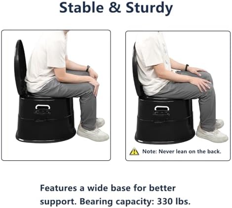 VINGLI Portable Toilet | Indoor Outdoor Commode w/Detachable Inner Bucket & Removable Paper Holder, Lightweight & Compact for Camping, Boat, Van