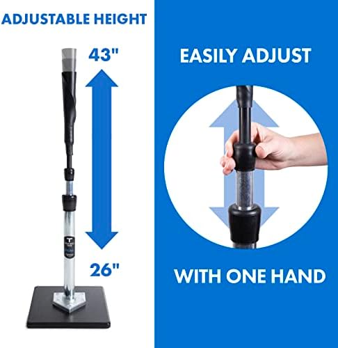 Tanner Tee The Original Batting Tee – Adjustable Pro Hitting Tee for Baseball & Softball, Steel Shaft, Composite Base, Hand-Rolled Rubber Top