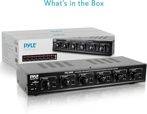 Pyle 6 Channel Speaker Selector Switch - Multi Zone A B Speaker Distribution Controller Box w/ Independent Audio Source Volume Control
