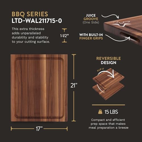 John Boos BBQ Series Rectangular Wooden Walnut Cutting Board 17"x21"