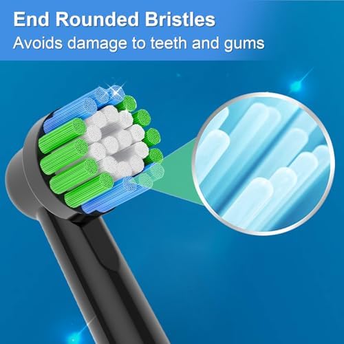 8pcs Replacement Heads Compatible with Oral B Electric Toothbrush, 4pcs Precision Clean and 4pcs Cross Clean Brush Heads, Black