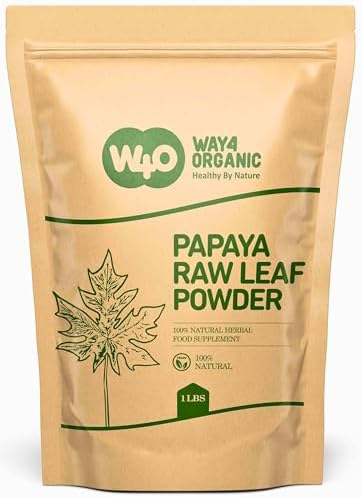 Way4Organic Papaya Leaf Powder 16 Ounces(1 Pound), Dried from Fresh Green Leaves, Good to Make Tea, Juice Extract, (No Fruit, No Seeds)