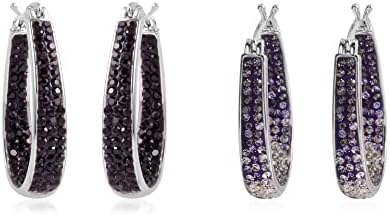 Shop LC Crystals Inside Out Hoop Hoops Earrings Platinum Plated Fashion Jewelry Unique Birthday Gifts for Women