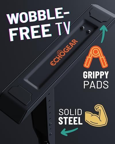 ECHOGEAR Universal TV Stand - Fits 49” to 77” TVs up to 100lbs - Adjustable Height & Wobble-Free Design - Flat Base Compatible with Soundbars