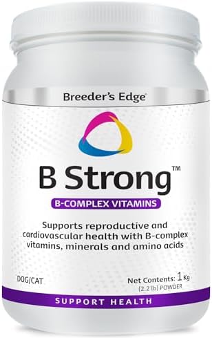 Breeder’s Edge B Strong Powder, B-Complex Vitamin Supplement for Dogs and Cats, Supports Reproductive Health, Promotes Normal Heat Cycles, and Helps Maintain Energy, 300g