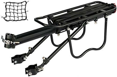 Dirza Rear Bike Rack Bicycle Cargo Rack Quick Release Adjustable Alloy Bicycle Carrier 115 lbs Capacity Easy to Install Black