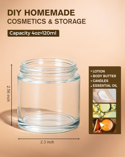 2 oz Glass Jars with Lids, Hoa Kinh 24 Pack Clear Small Cosmetic Glass Jars
